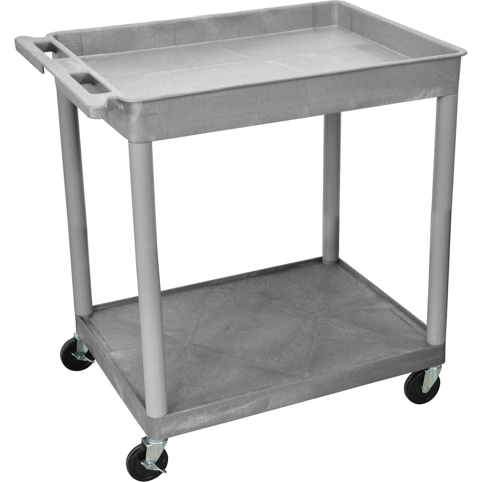 Luxor TC Series 2-Shelf Polyethylene Mobile Utility Cart with Lockable Wheels, Gray (TC12-G)