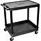 Luxor® TC Series 35 3/4(H) 2 Shelves Large Flat Top & Tub Bottom Shelf Cart, Black