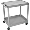 Luxor TC Series 2-Shelf Polyethylene Mobile Utility Cart with Swivel Wheels, Gray (TC21-G)