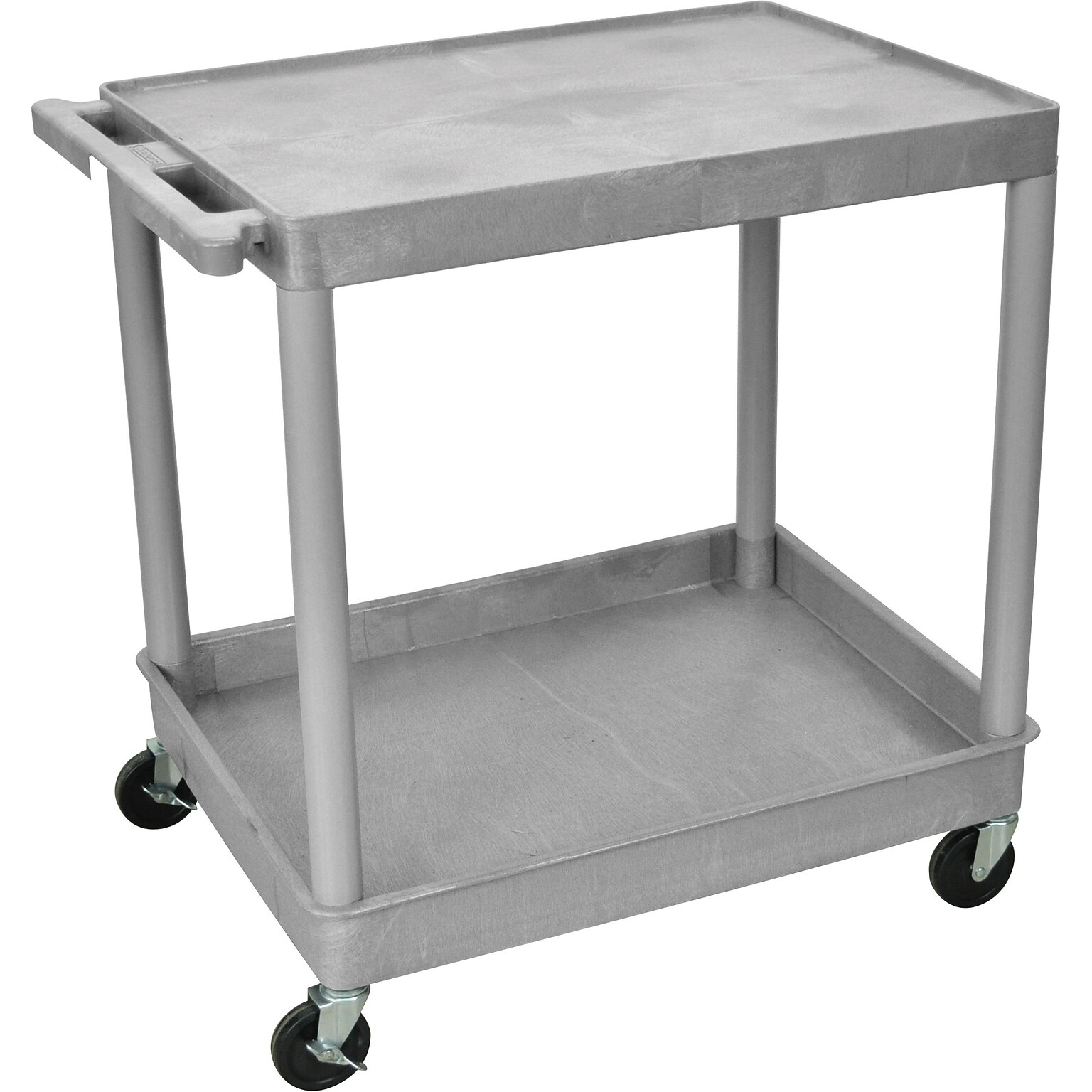 Luxor TC Series 2-Shelf Polyethylene Mobile Utility Cart with Swivel Wheels, Gray (TC21-G)