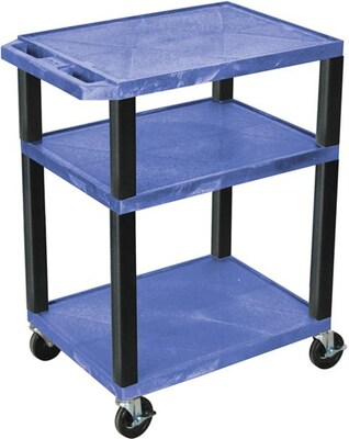 H Wilson® 34(H) 3 Shelves Tuffy AV Carts, Blue