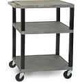 H Wilson® 3 Shelves Tuffy AV Cart W/Electrical Attachment, Gray