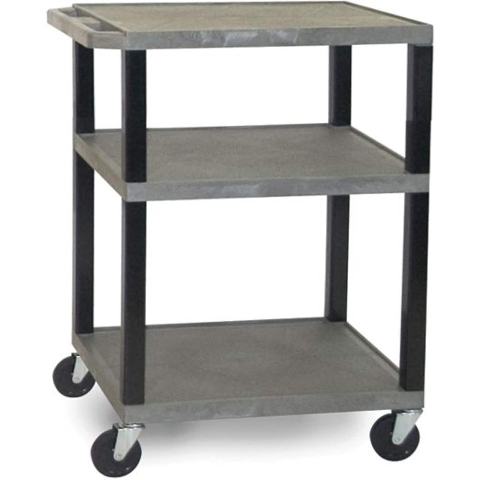 H Wilson® 3 Shelves Tuffy AV Cart W/Electrical Attachment, Gray
