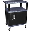 H Wilson® 3 Shelves Tuffy AV Cart W/Black Legs & Electrical Attachment, Blue