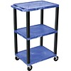 Assorted Publishers 3-Shelf Plastic/Poly Mobile Utility Cart with Swivel Wheels, Blue (WT42BU-B)