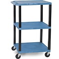 H Wilson® 42 1/2H 3 Shelves Tuffy AV Cart W/Putty Legs & Electrical Attachment, Blue