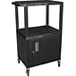 H Wilson® 42 1/2"(H) 3 Shelves Tuffy AV Carts W/Cabinet & Electrical Attachment, Black