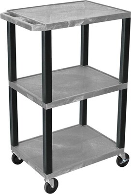 H Wilson® 42(H) 3 Shelves Tuffy Carts W/Black Legs, Gray