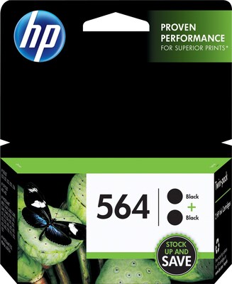 HP 564 Black Standard Yield Ink Cartridge, 2/Pack (C2P51FN#140)