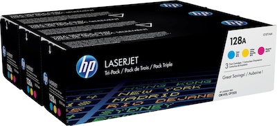 HP 128A Cyan/Magenta/Yellow Standard Yield Toner Cartridge, 3/Pack (CF371AM)