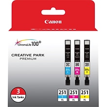 Canon 251XL Cyan/Magenta/Yellow High Yield Ink Cartridge, 3/Pack  (6449B009)