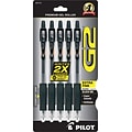 Pilot G2 Retractable Gel Pens, Extra Fine Point, 0.5mm, Black Ink, 5/Pack (31173)