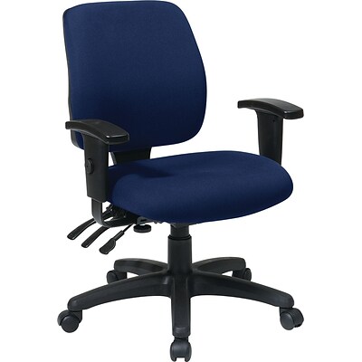 Office Star WorkSmart Fabric Computer and Desk Office Chair, Adjustable Arms, Navy (33327-225)