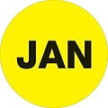 Tape Logic 1 Circle JAN Month of the Year Labels, Fluorescent Yellow, 500/Roll