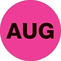 Tape Logic 2 Circle AUG Months of the Year Label, Fluorescent Pink, 500/Roll