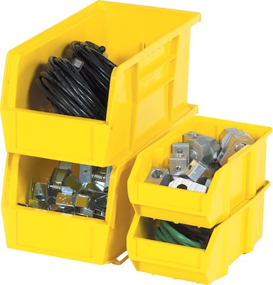 Quill Brand® 10-7/8 x 4-1/8 x 4 Plastic Stack and Hang Bins, Yellow, 12/Ct (BINP1144Y)