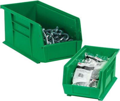 Quill Brand® 10-7/8 x 4-1/8 x 4 Plastic Stack and Hang Bins, Green, 12/Ct (BINP1144G)