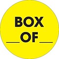 Tape Logic 2 Circle Box ___ Of ___ Label, Fluorescent Yellow, 500/Roll