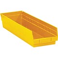 Partners Brand 23 5/8 x 6 5/8 x 4 Plastic Shelf Bin Box, Yellow, 8/Case