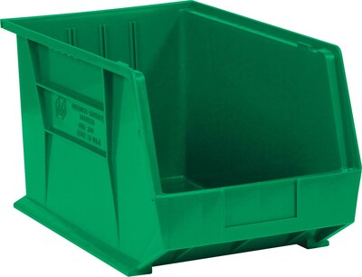Partners Brand 18 x 11 x 10 Plastic Stack and Hang Bin Quill Brand, Green, 4/Case