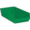 Quill Brand 17 7/8 x 11 1/8 x 4 Plastic Shelf Bin, Green, 8/Case (BINPS114G)