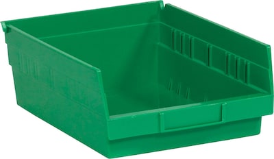 Quill Brand 11 5/8 x 11 1/8 x 4 Plastic Shelf Bin, Green, 8/Case (BINPS105G)
