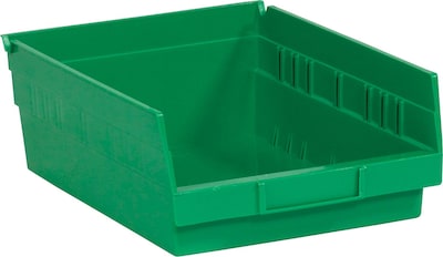 Quill Brand 11 5/8 x 11 1/8 x 4 Plastic Shelf Bin, Green, 8/Case (BINPS105G)