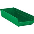 Partners Brand 23 5/8 x 8 3/8 x 4 Plastic Shelf Bin Box, Green, 6/Case