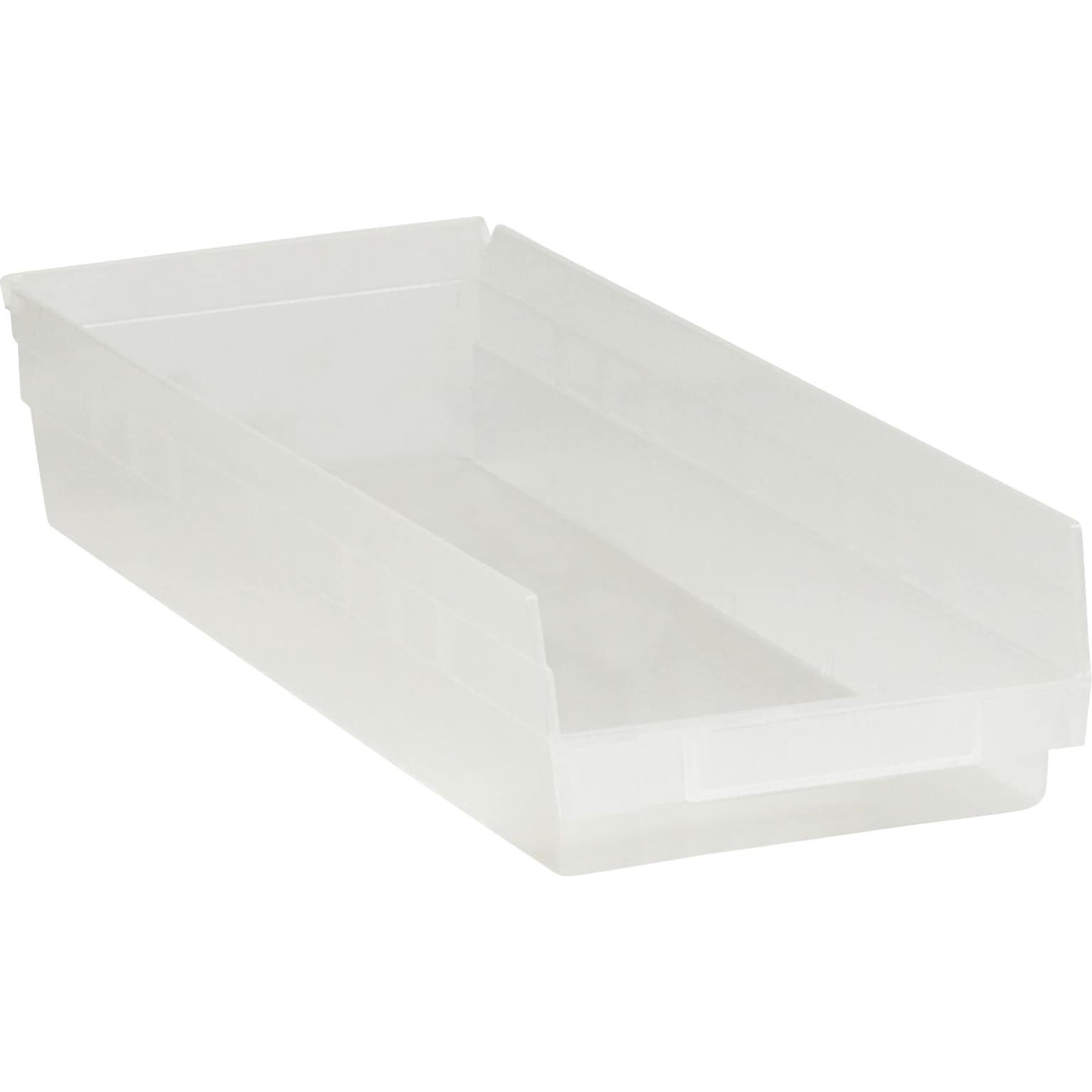 Quill Brand 23 5/8 x 8 3/8 x 4 Plastic Shelf Bin Box, Clear, 6/Case (BINPS123CL)