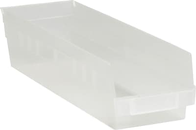 Quill Brand 23 5/8 x 6 5/8 x 4 Plastic Shelf Bin Box, Clear, 8/Case (BINPS122CL)