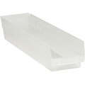 Partners Brand 23 5/8 x 4 1/8 x 4 Plastic Shelf Bin Box, Clear, 16/Case