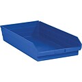 Partners Brand 23 5/8 x 11 1/8 x 4 Plastic Shelf Bin Quill Brand, Blue, 6/Case