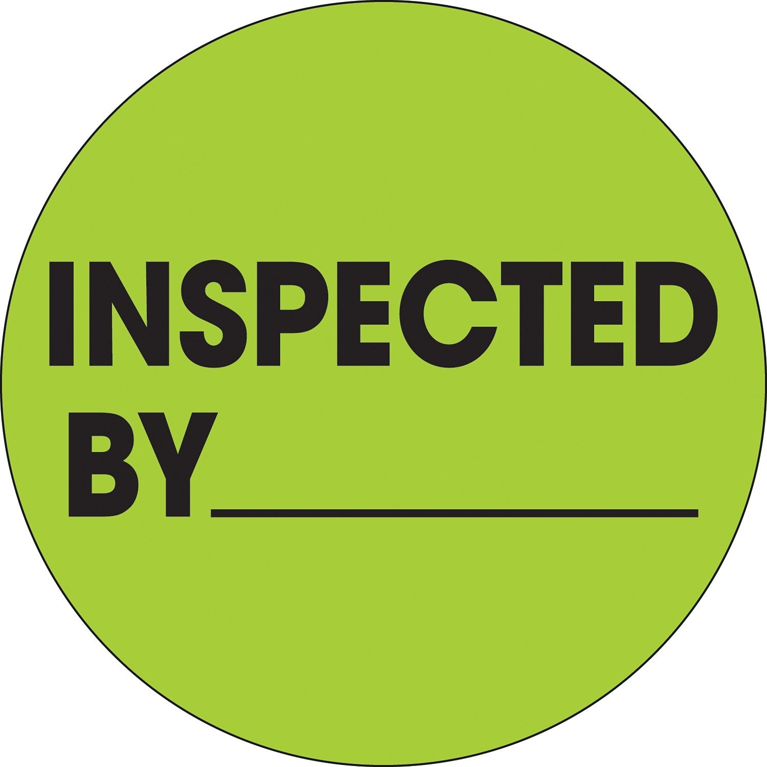 Tape Logic 2 Circle Inspected By Label, Fluorescent Green, 500/Roll