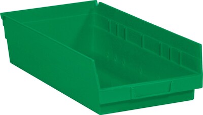 Quill Brand 17 7/8 x 8 3/8 x 4 Plastic Shelf Bin, Green, 10/Case (BINPS113G)