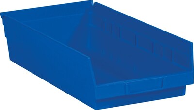 Partners Brand 17 7/8 x 11 1/8 x 4 Plastic Shelf Bin Quill Brand, Blue, 8/Case