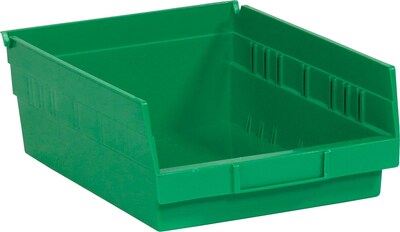 Partners Brand 11 5/8 x 8 3/8 x 4 Plastic Shelf Bin Quill Brand, Green, 20/Case