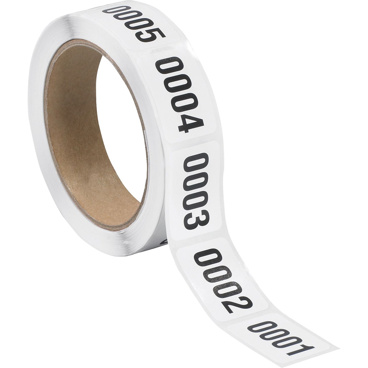 Tape Logic 1 x 1 1/2 Consecutive Numbered Labels, White (0001-0500), 500/Roll
