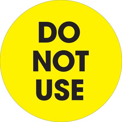 Tape Logic 2 Circle Do Not Use Label, Fluorescent Yellow, 500/Roll