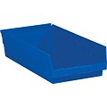 Partners Brand 17 7/8 x 8 3/8 x 4 Plastic Shelf Bin Quill Brand, Blue, 10/Case