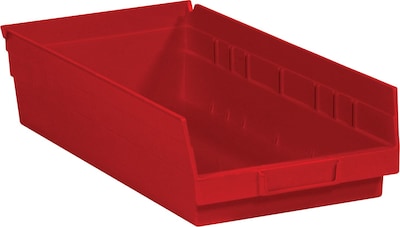 Quill Brand 17 7/8 x 8 3/8 x 4 Plastic Shelf Bin, Red, 10/Case (BINP113R)