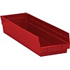 Quill Brand 17 7/8 x 4 1/8 x 4 Plastic Shelf Bin, Red, 20/Case (BINPS111R)