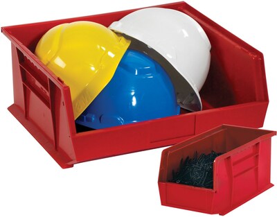 Partners Brand 16 x 11 x 8 Plastic Stack and Hang Bin Quill Brand, Red, 4/Case