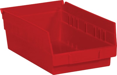 Quill Brand 11 5/8 x 6 5/8 x 4 Plastic Shelf Bin, Red, 30/Case (BINPS104R)