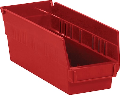 Quill Brand 11 5/8 x 4 1/8 x 4 Plastic Shelf Bin, Red, 36/Case (BINPS102R)