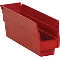 Partners Brand 11 5/8 x 2 3/4 x 4 Plastic Shelf Bin Quill Brand, Red, 36/Case