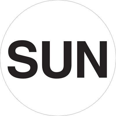 Tape Logic 1 Circle SUN Days of the Week Label, White, 500/Roll