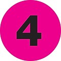 Tape Logic 2 Circle 4 Number Label, Fluorescent Pink, 500/Roll