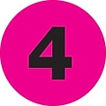 Tape Logic 1 Circle 4 Number Label, Fluorescent Pink, 500/Roll