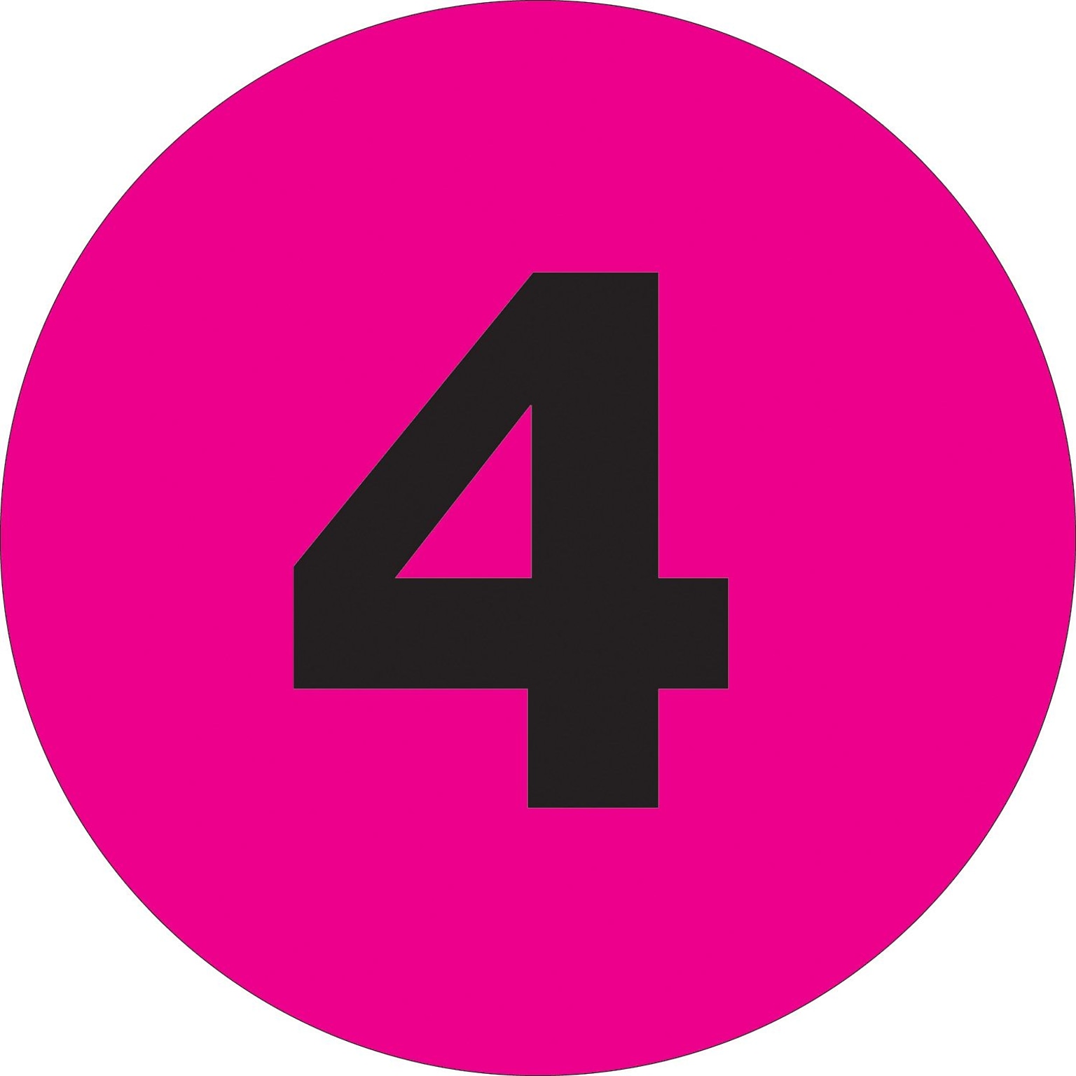 Tape Logic 1 Circle 4 Number Label, Fluorescent Pink, 500/Roll