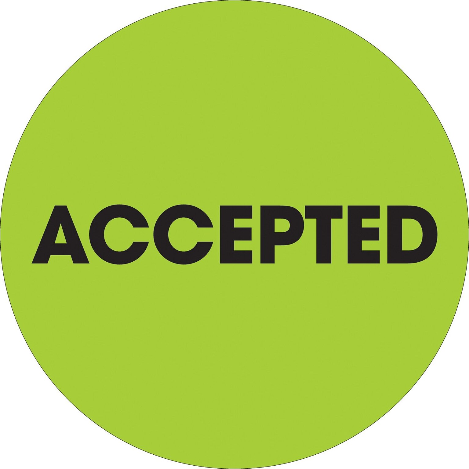 Tape Logic 2 Circle Accepted Label, Fluorescent Green, 500/Roll